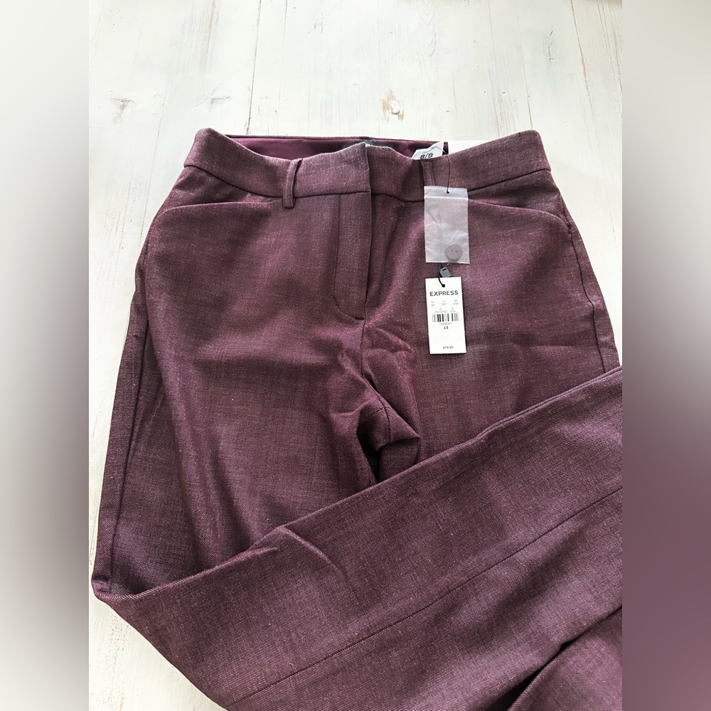 Express dress work pants burgundy size 4 new with tags skinny mid rise stretch